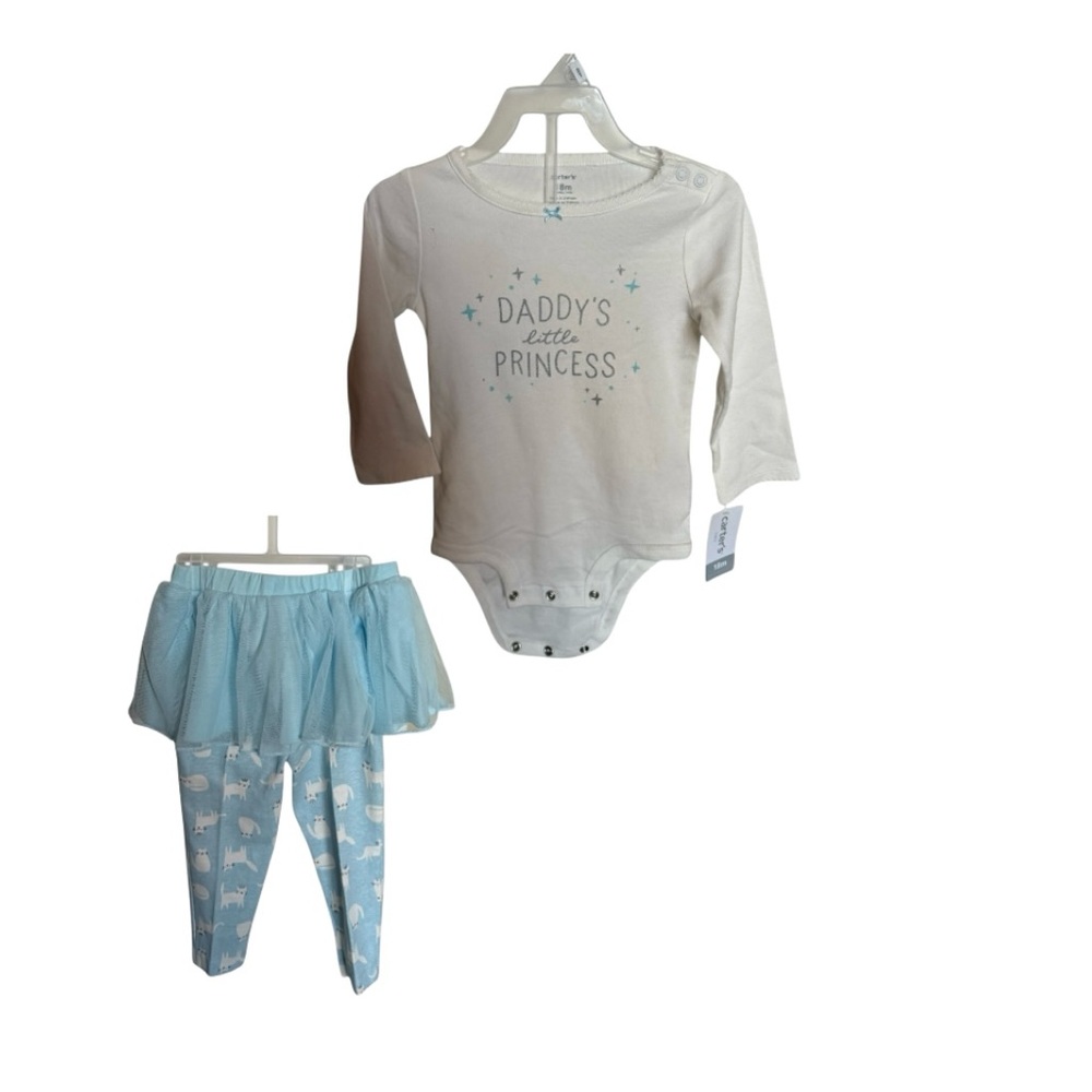 Baby Outfit with Blue Tutu and Printed Leggings